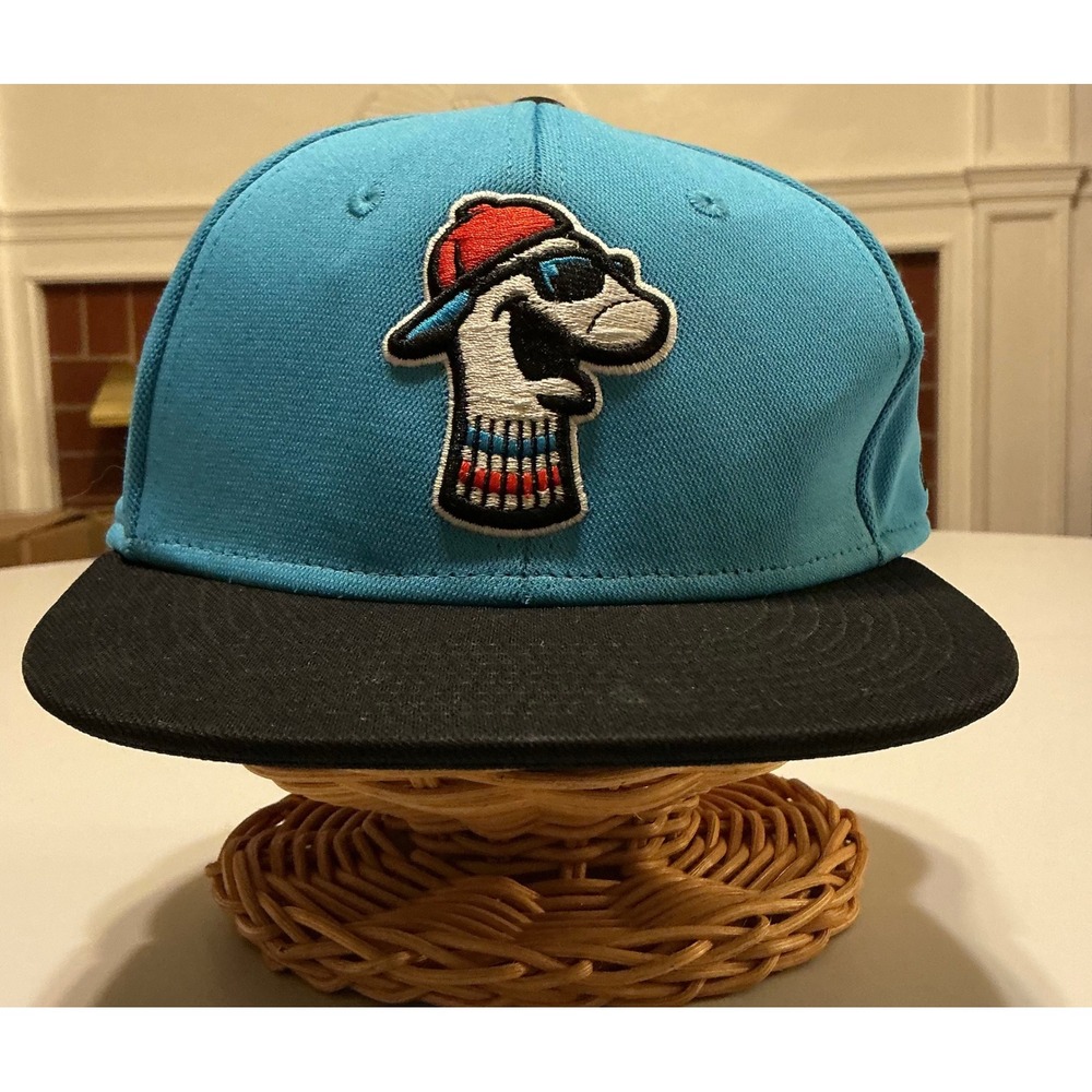 Burlington Sock Puppets Hat Summer Baseball Blue Black Flat Brim Size M/L
